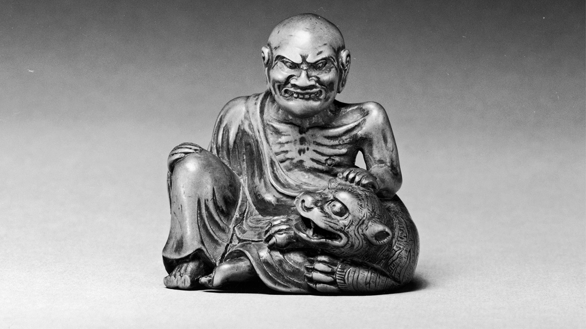 Zen Master Bukan with His Tamed Tiger. Japanese, 1st half 19th century. Wood carving. Acquired by Henry Walters