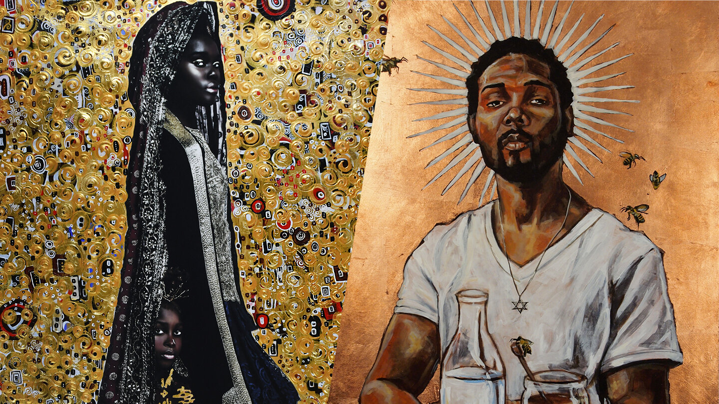diptych of artworks by the artists Tawny Chatmon and Stephen Towns