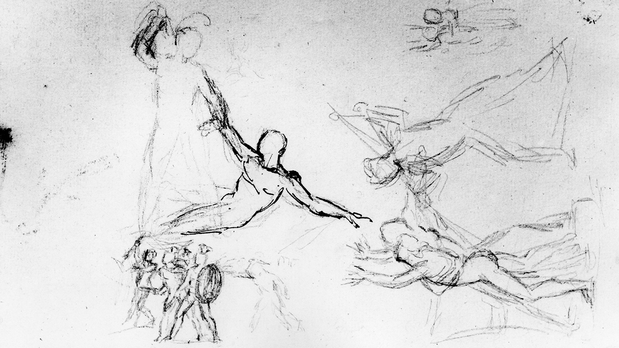 sketch of grasping figures
