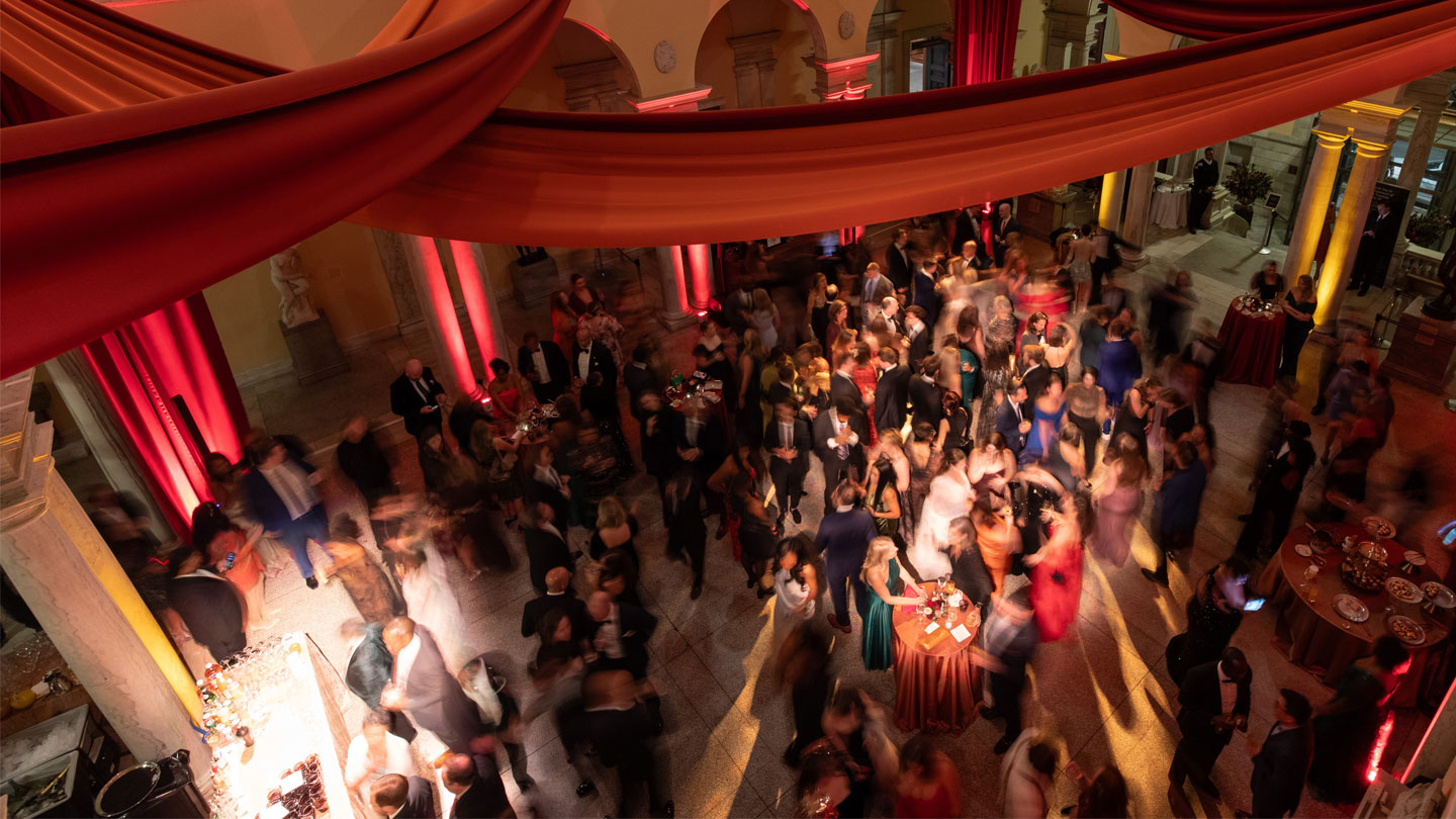 Overhead view of revelers at the Walters Gala