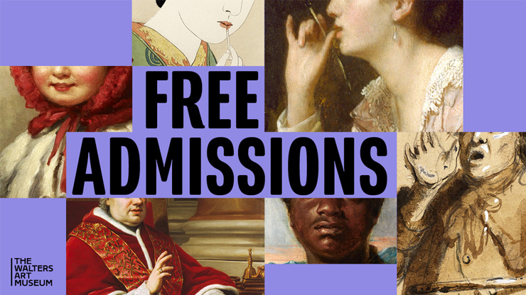 Poster image for Free Admissions Podcast, shows a grid of artwork details and colored blocks, with Free Admissions written in the center