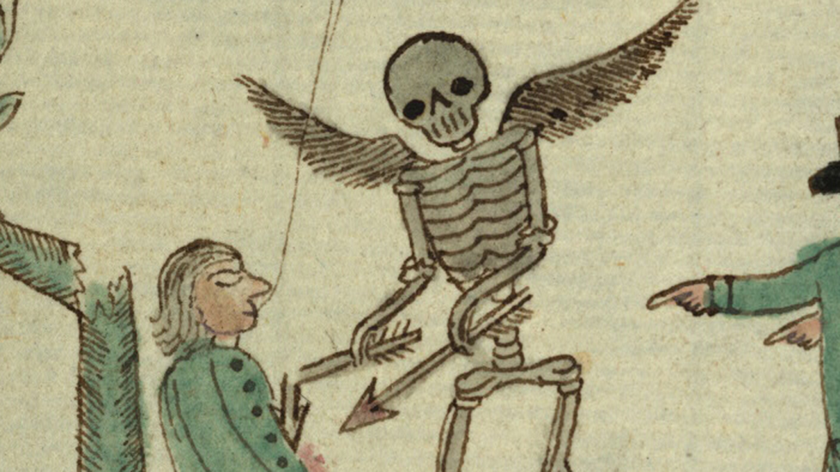 Mors (detail), An Illustrated Manuscript Confessory for the Use of a Deaf Youth, Netherlandish, ca. 1819. Museum purchase, 2023.