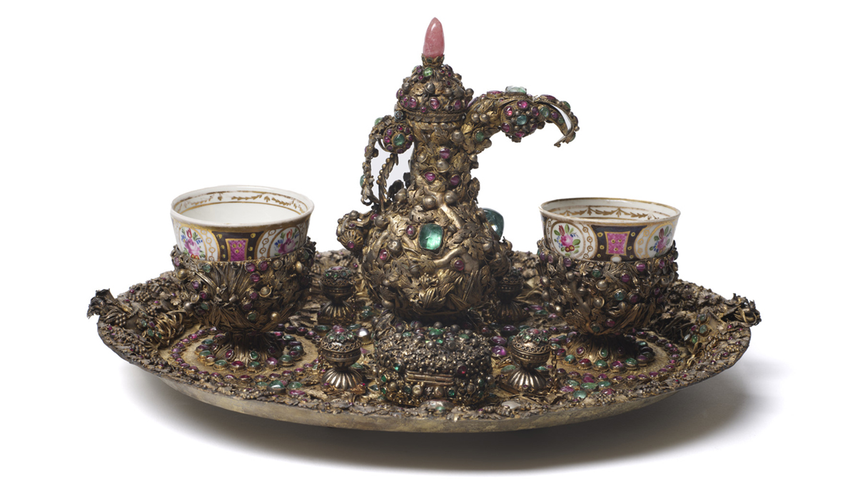 Tray for 8 pc. jewelled coffee set, Turkey, 19th century. Acquired by Henry Walters