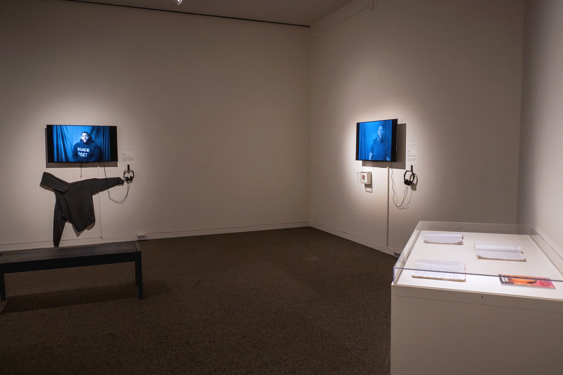 View of gallery with videos by Jacob Mayberry