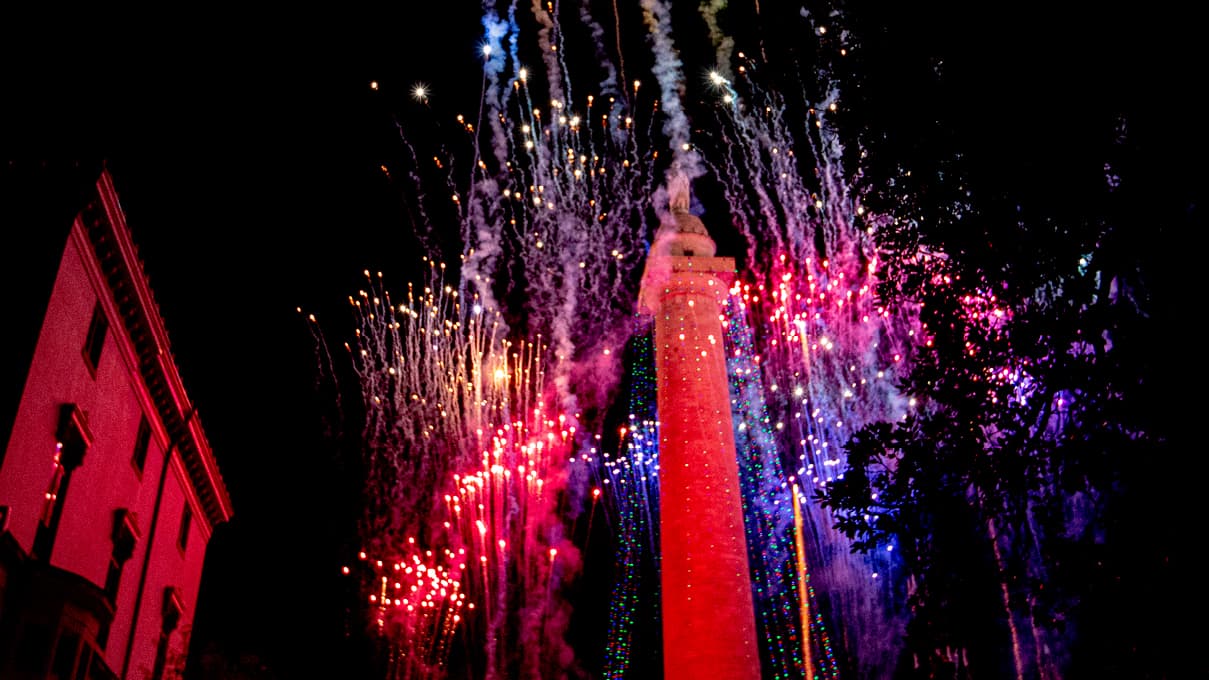 Baltimore Monument Lighting fireworks