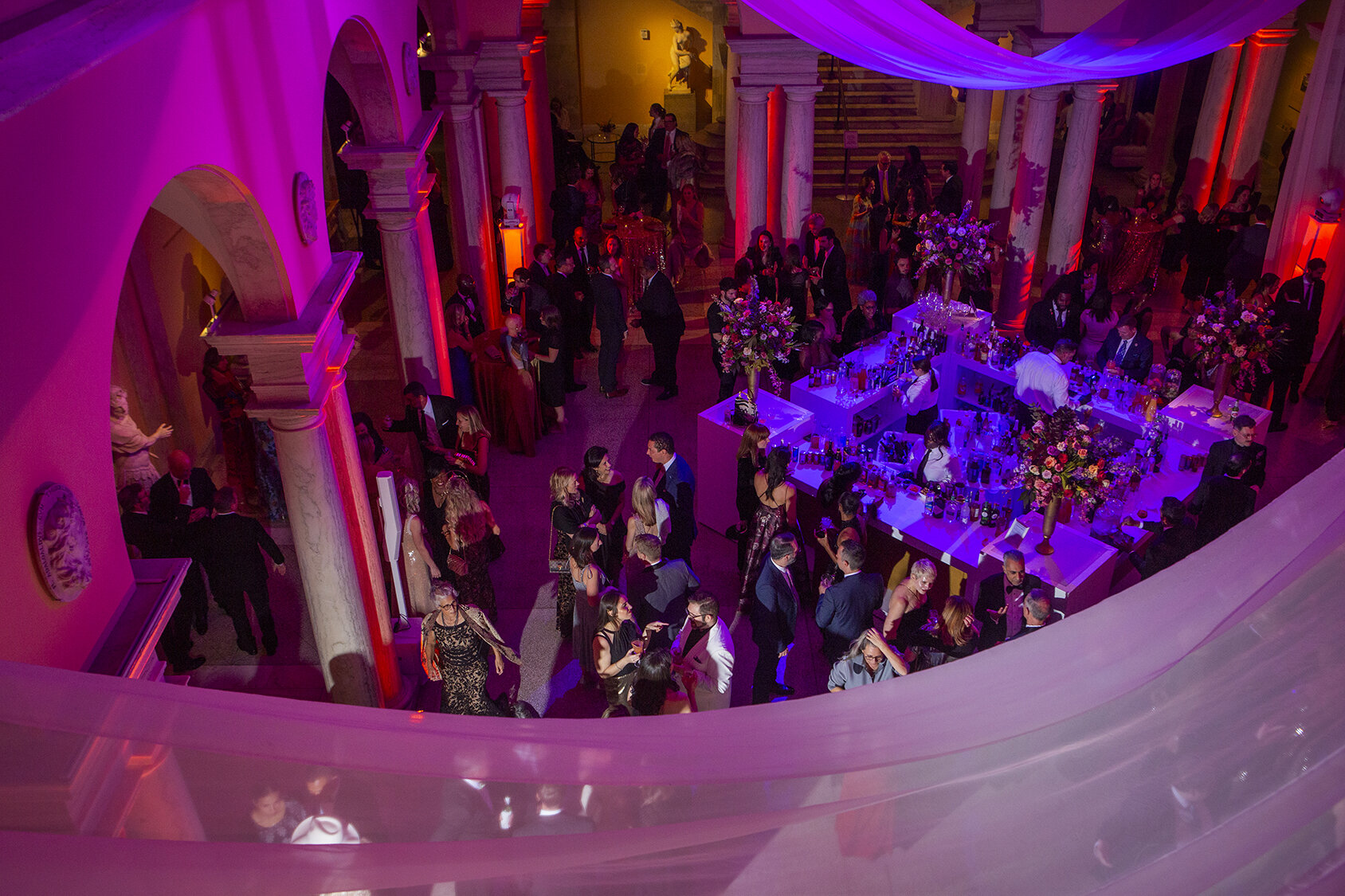 View of the Sculpture Court from above during the gala