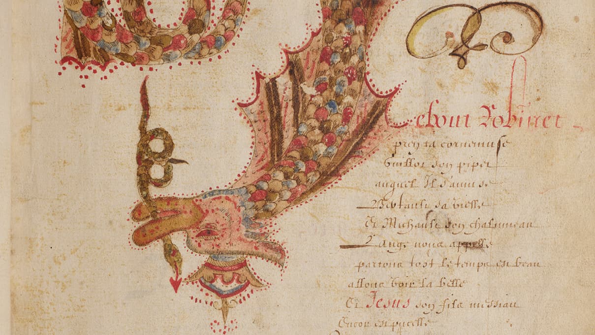 Detail of illumination and manuscript from the Noëls Manuscript