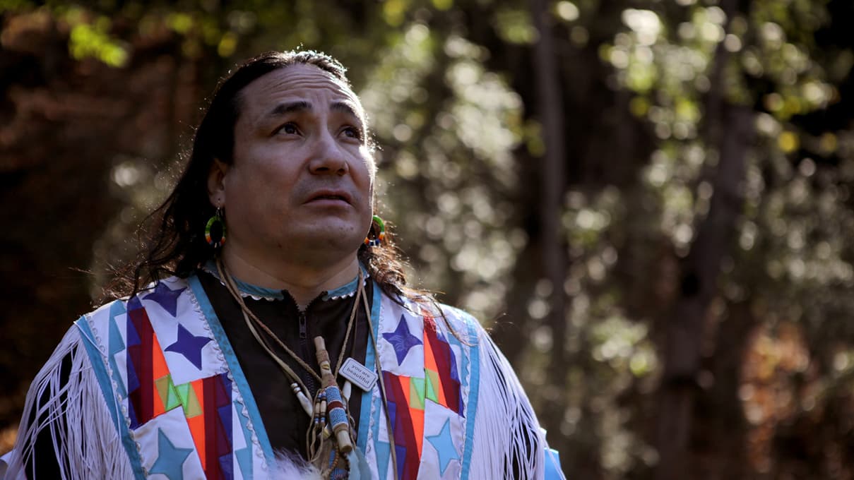 Delwin Elk Bear Fiddler, a champion grass dancer from the Cheyenne River Sioux Tribe