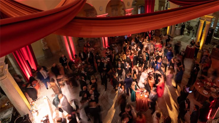 Overhead view of revelers at the Walters Gala
