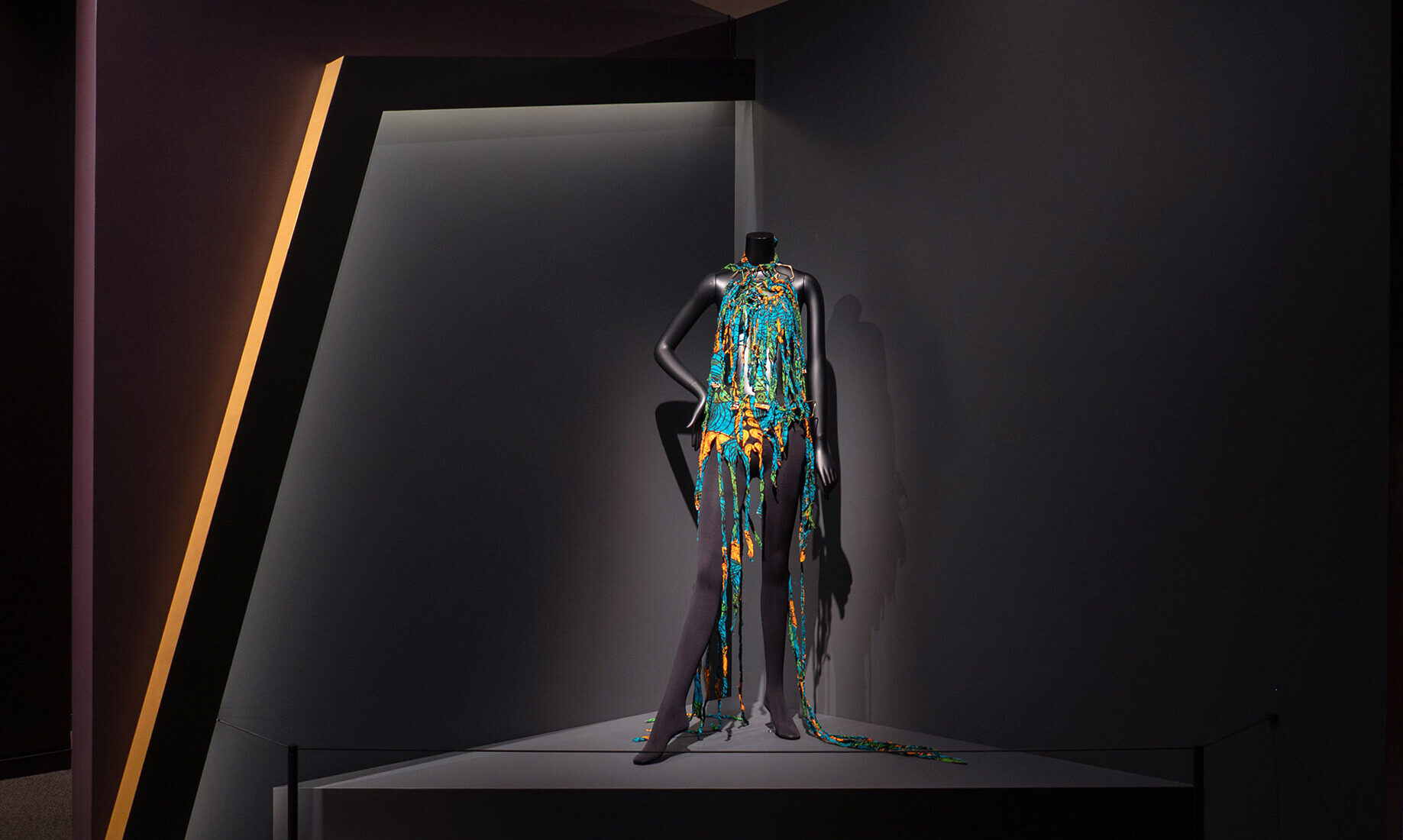 Mannequin displaying outfit in the exhibition Douriean Fletcher: Jewelry of the Afrofuture