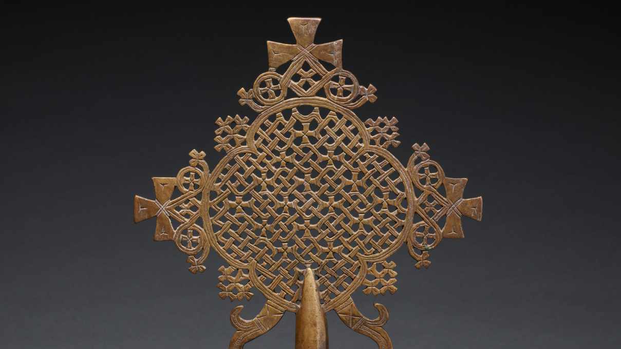 detail of bronze processional cross from Ethiopia