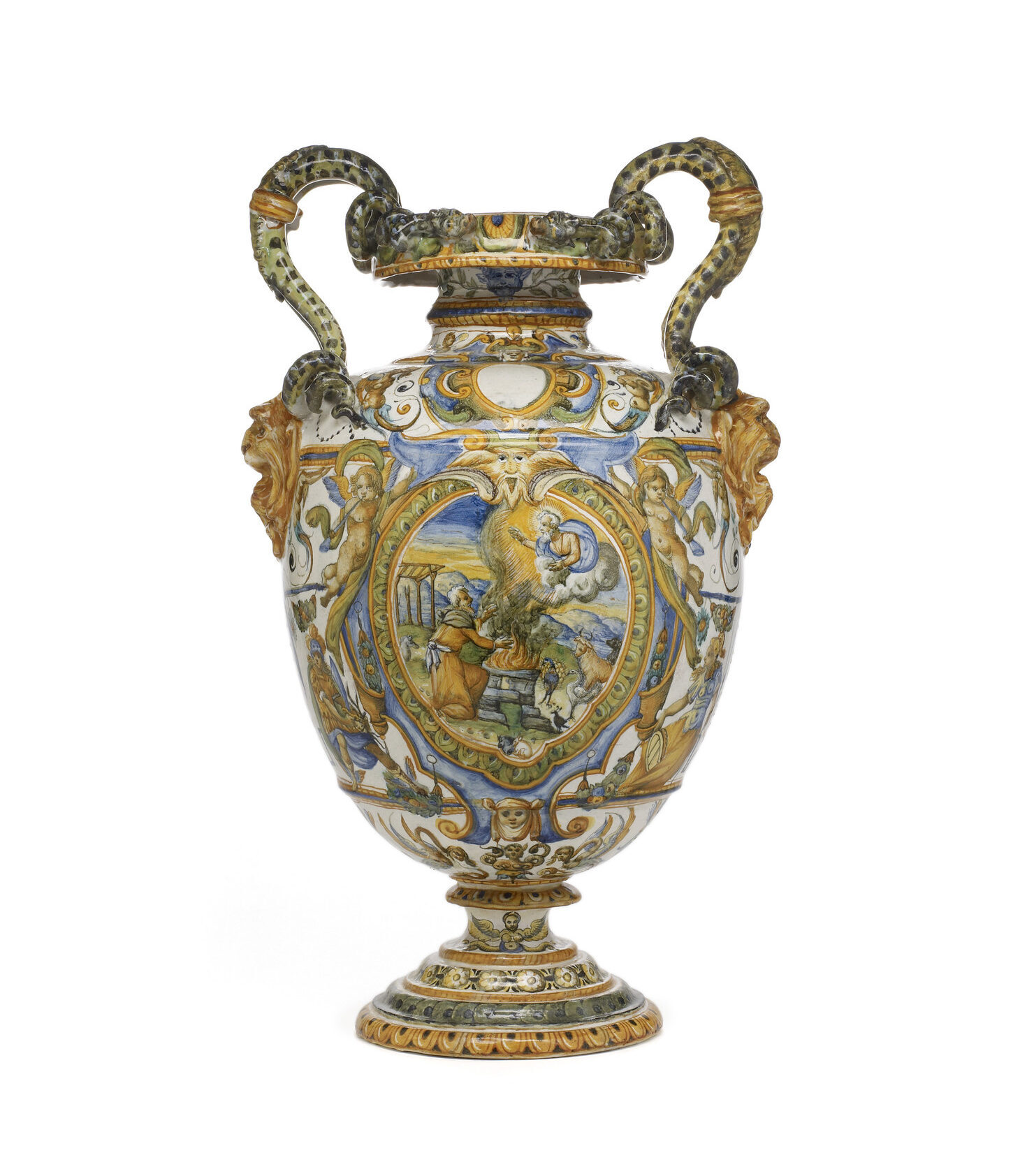 Workshop of the Patanazzi family, Snake-Handled Vase with Scenes from Genesis, ca. 1580–1610.