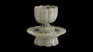A celadon-glazed lobed cup and stand, Goryeo dynasty, 12th / 13th century