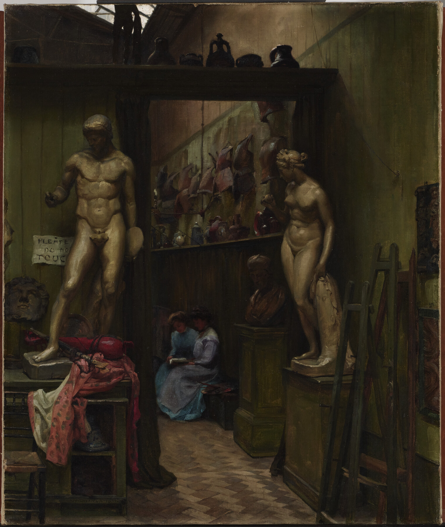 Nellie Joshua, Two Students in the Life Room of the Heatherley School of Fine Art, 1902.