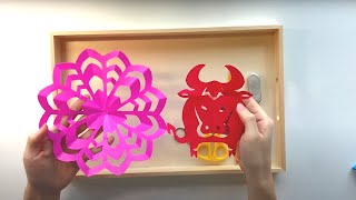 thumbnail image for playlist of art-making videos. Shows a colorful paper-cutting activity in action.